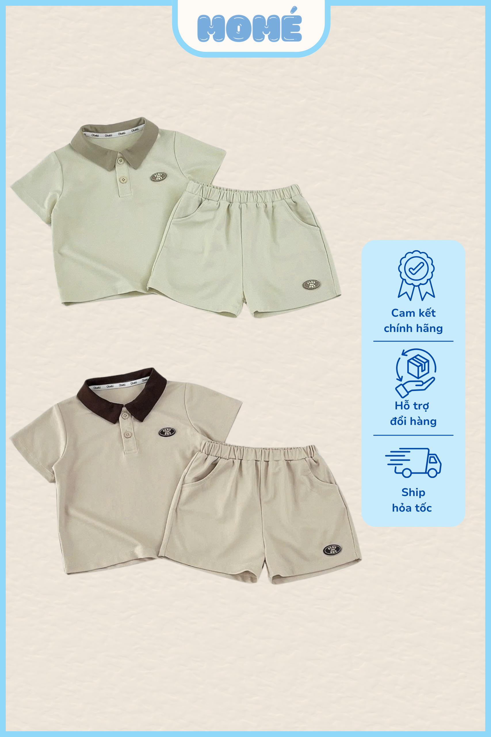 Bộ Polo MOMÉ Năng Động Thanh Lịch Đáng Yêu Cho Bé Trai Bé Gái PH83