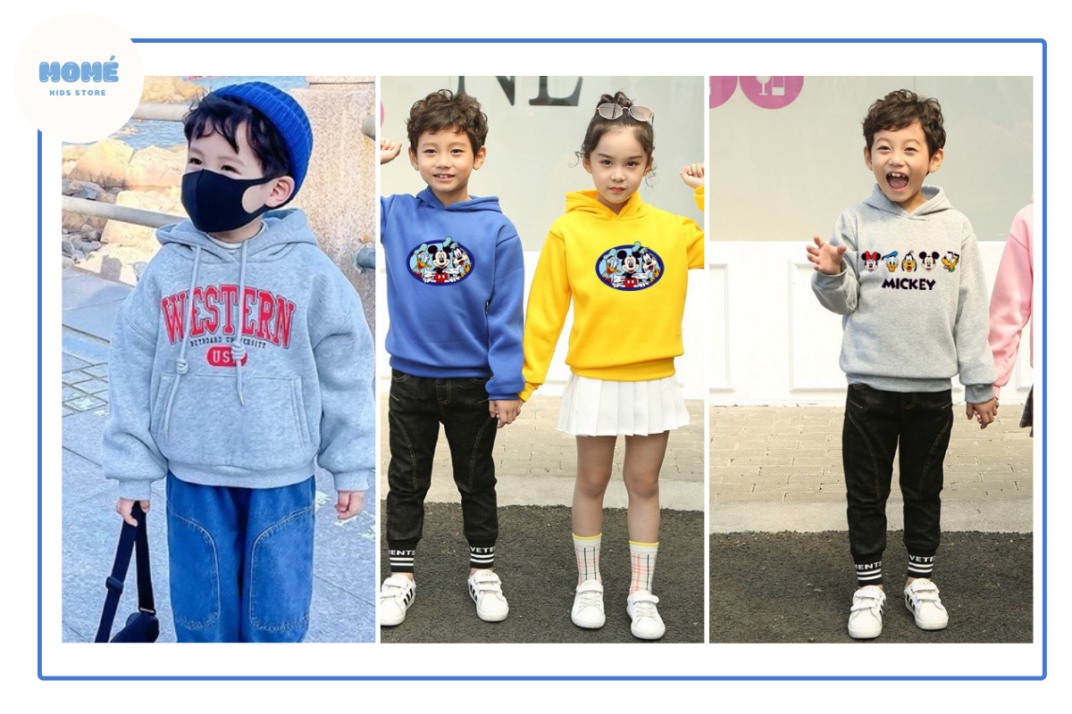 Phối đồ cùng áo khoác hoodie trẻ em theo từng mùa